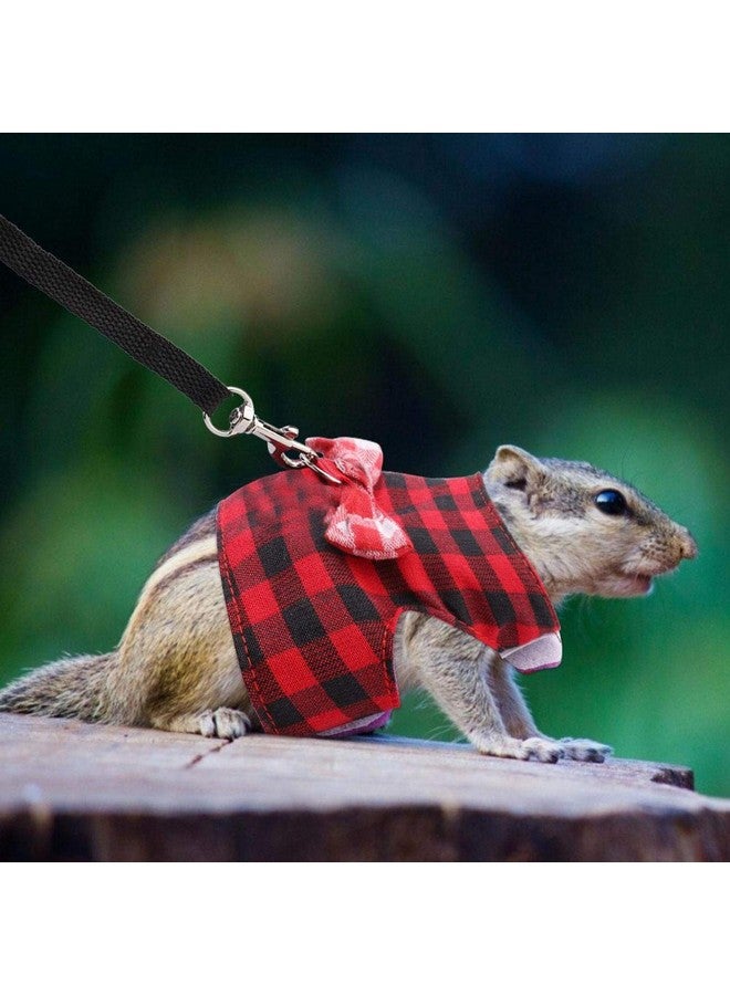 جوتوتوب طقم حزام للحيوانات الأليفة الصغيرة مكون من قطعتين مع عقدة وجرس، سترة مبطنة مريحة لا تسبب الشد، حزام خنزير غينيا ومقود للقوارض والفئران والإغوانا والهامستر (صغير) - Image 5