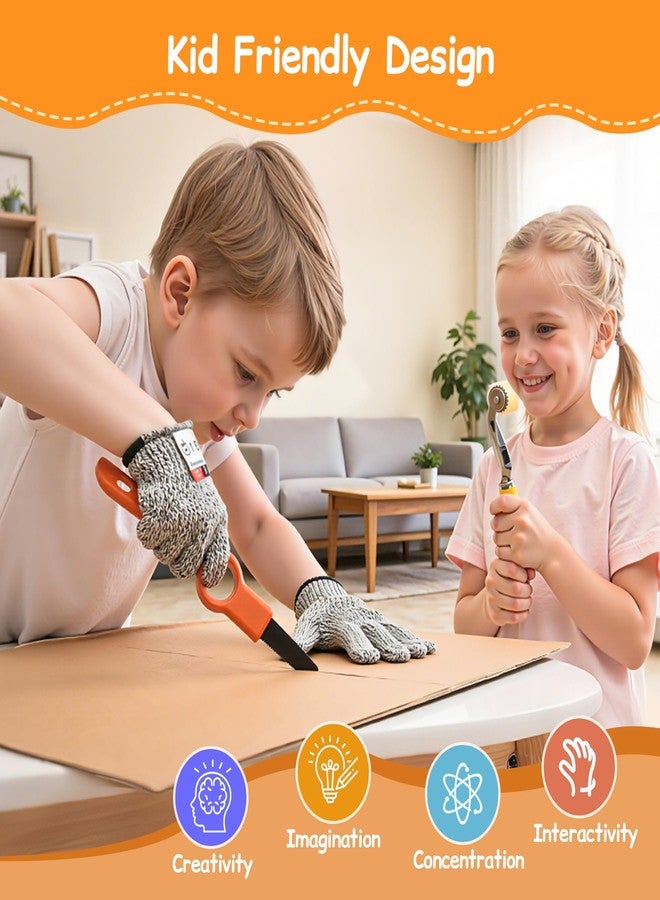 stochastic box Kids Cardboard Cutter Safe Tool Set 150 Pcs Cardboard Construction Kit for Todder with Storage Box,Creative Educational Toys Gift for Boys Girls - Image 4