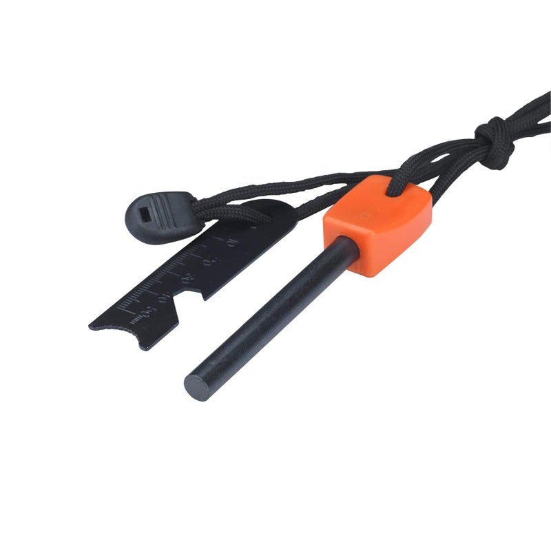FOSTAR Ferrocerium Alloy Rod Fire Starter, 5/16 Inch Thick Waterproof Fire Steel, Bushcraft Ferro Rod with Easy Grip Handle, Multi-Tool Striker and Paracord Lanyard (2PCS, Black and Orange) - Image 5