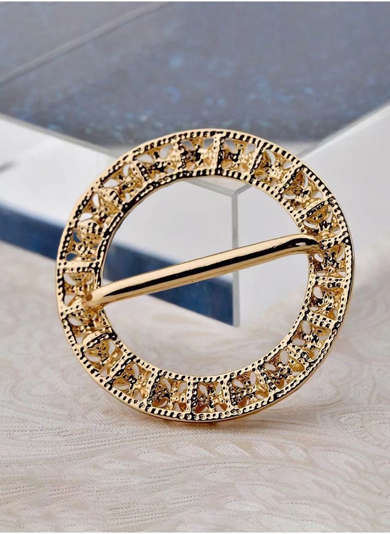 RARELY - 2Set Fashion Women Circle Scarf Buckle Brooch Ring Shawl Clip Jewelry Accessories - Image 1