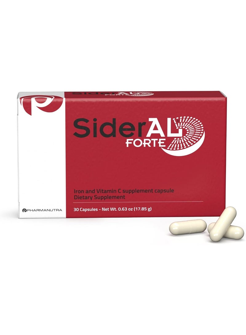 SiderAL Forte Iron and Vitamin C Dietary Supplement Capsules, 30 Count