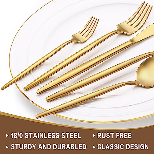 EWFEN 30-Piece Gold Silverware Set, Flatware Set for 6, Food-Grade Stainless Steel Cutlery Set, Includes Spoons Forks Knives, Kitchen Cutlery for Home Office Restaurant Hotel - Image 3