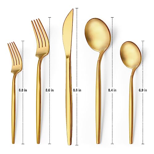 EWFEN 30-Piece Gold Silverware Set, Flatware Set for 6, Food-Grade Stainless Steel Cutlery Set, Includes Spoons Forks Knives, Kitchen Cutlery for Home Office Restaurant Hotel - Image 2