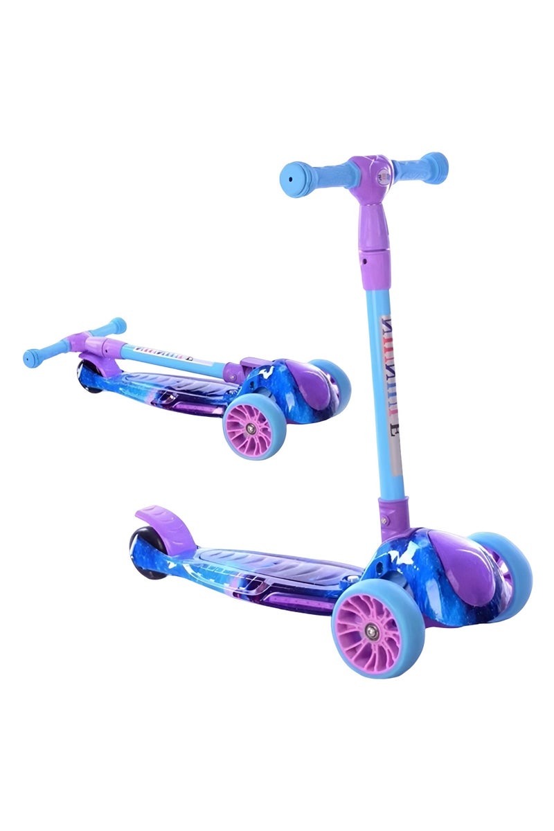 Colorful 3-Wheel Foldable Kids Scooter – Purple & Blue | LED Wheels - Image 2
