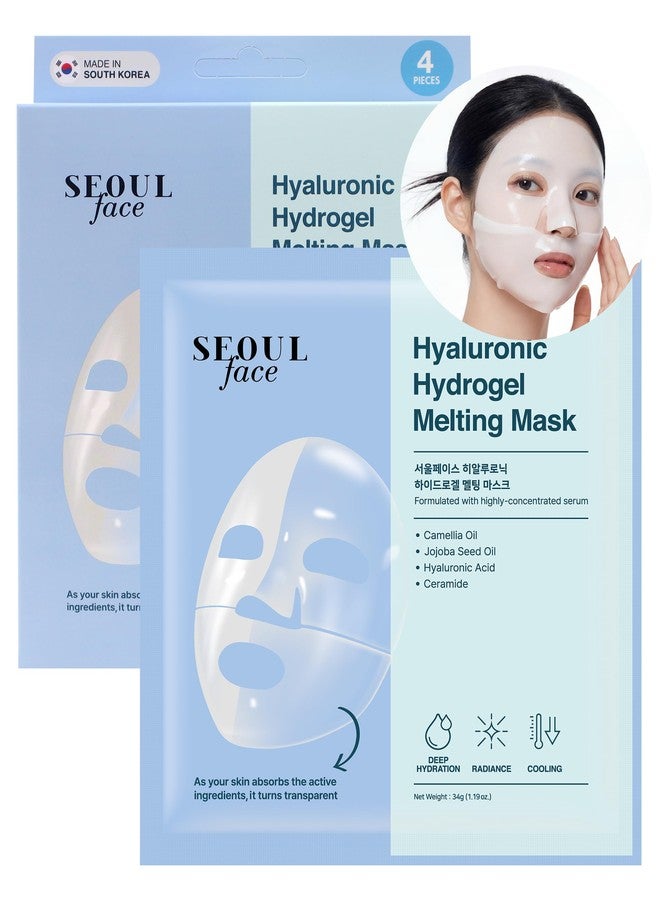 ديرمال قناع ديرمال سيول هيدروجيل ذائب للوجه بحمض الهيالورونيك (عبوة من 4 قطع) - قناع جل كوري ليلي منعش للوجه مع سيراميد وحمض الهيالورونيك النانوي - طقوس ترطيب وتصغير المسام لبشرة متألقة - Image 1