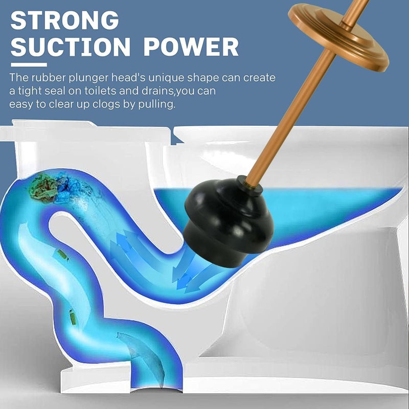 DOWRY Anti-Hand Off Toilet Plunger with Holder for Bathroom,Powerful Efficient Force Suction Cup,Heavy Duty, Deep Cleaning, Bright Gold - Image 3