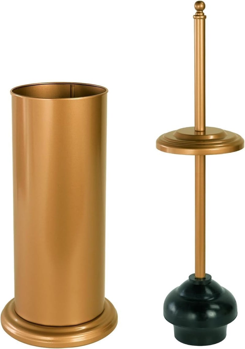 DOWRY Anti-Hand Off Toilet Plunger with Holder for Bathroom,Powerful Efficient Force Suction Cup,Heavy Duty, Deep Cleaning, Bright Gold - Image 1