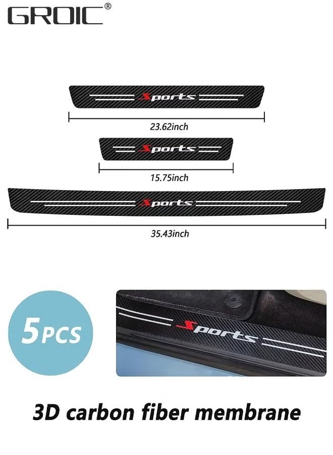5PCS Car Door Sill Protector Stickers,Carbon Fiber Sport Threshold/Rear Bumper Guard Anti-Scratch Sticker Door Edge Protection Decorate,Interior Accessories Self-Adhesive Anti-Scratch Waterpoor - Image 3