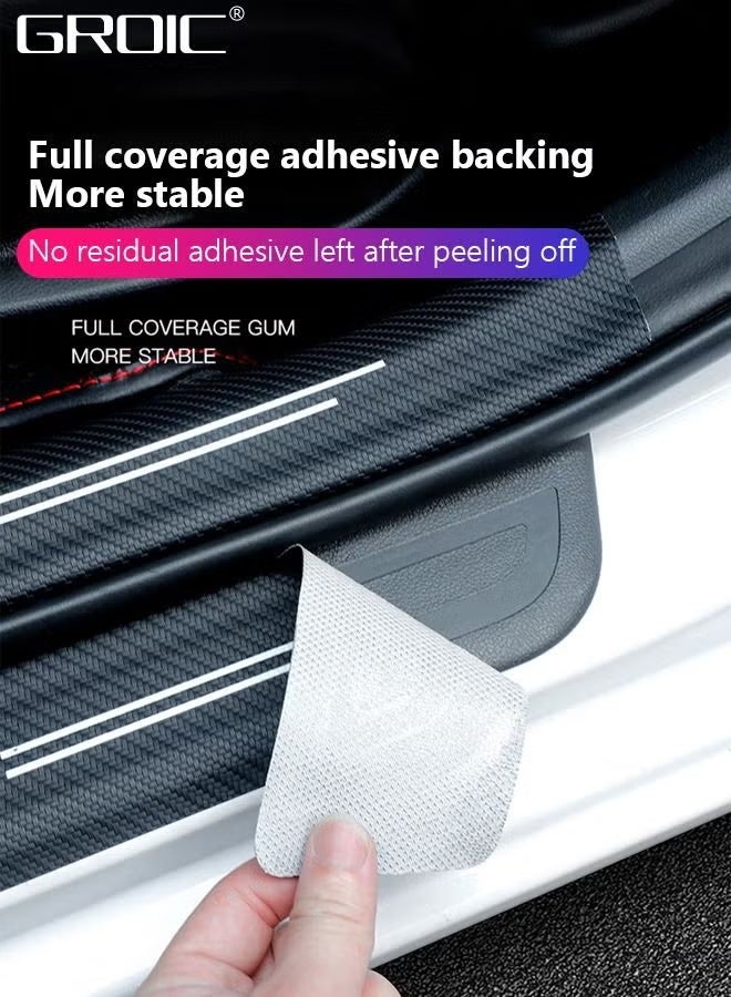 5PCS Car Door Sill Protector Stickers,Carbon Fiber Sport Threshold/Rear Bumper Guard Anti-Scratch Sticker Door Edge Protection Decorate,Interior Accessories Self-Adhesive Anti-Scratch Waterpoor - Image 2