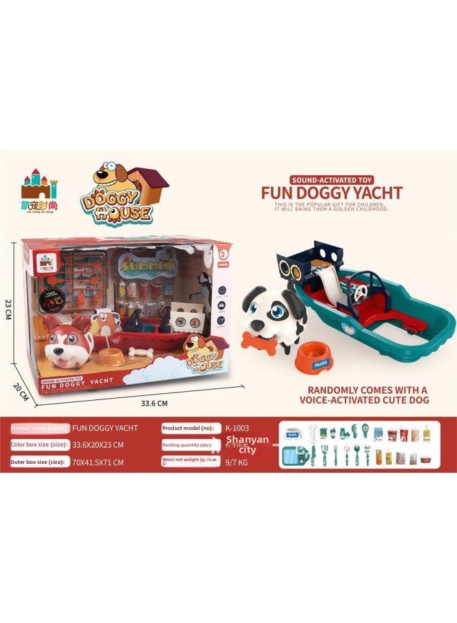 Fun Play Home Electronic Pet Dog Inertia Sliding Car Airship Toy Birthday Gift-Color:Fun Sliding Yacht Can Spray Water (window Box)  - Image 1
