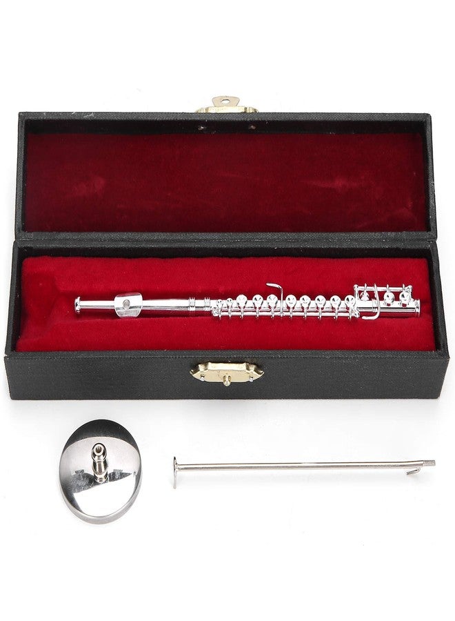 Zerodis Miniature Flute, Mini Musical Instrument Model Copper Miniature Flute with Stand and Case Miniature Replica Dollhouse Model Mini Flute Home Ornament - Image 2