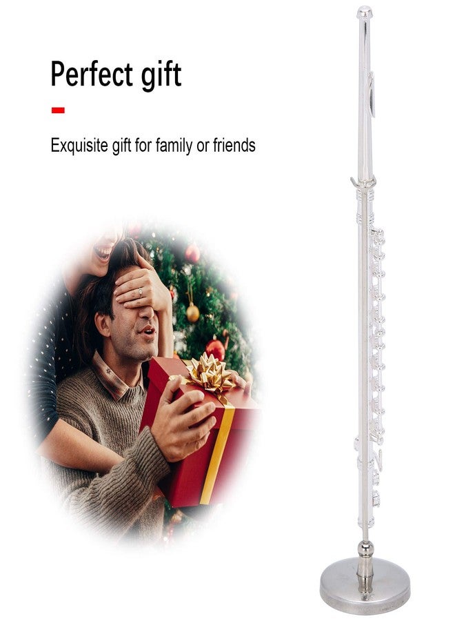 Zerodis Miniature Flute, Mini Musical Instrument Model Copper Miniature Flute with Stand and Case Miniature Replica Dollhouse Model Mini Flute Home Ornament - Image 3