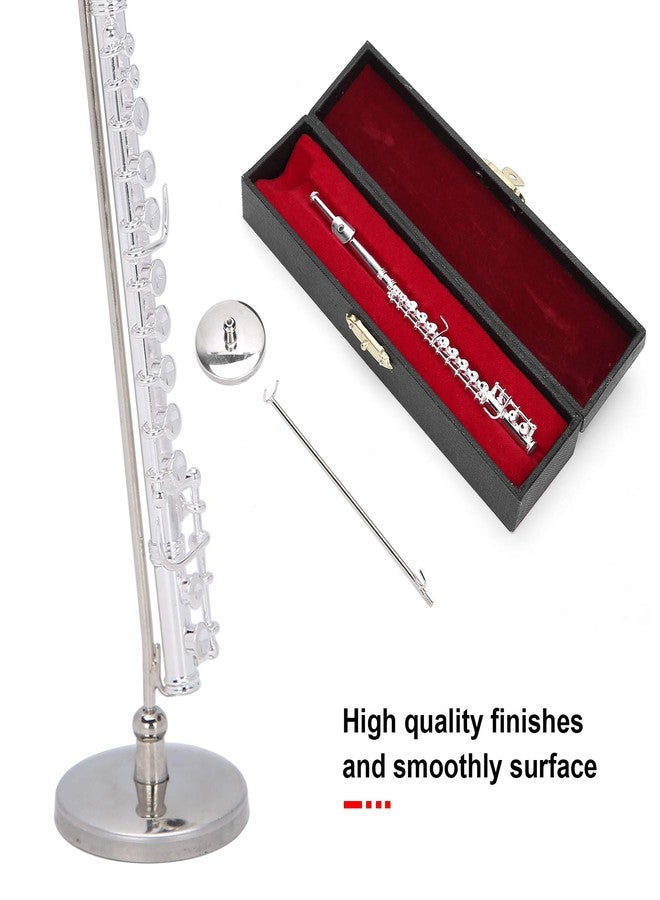 Zerodis Miniature Flute, Mini Musical Instrument Model Copper Miniature Flute with Stand and Case Miniature Replica Dollhouse Model Mini Flute Home Ornament - Image 5