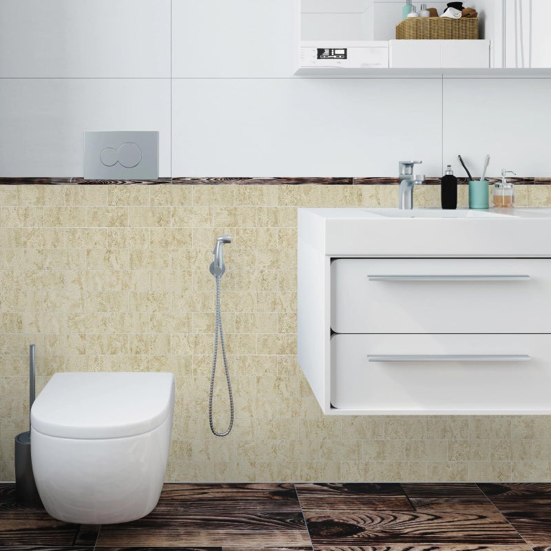 Vamos Tile 100-Piece Peel and Stick Backsplash Seamless Tile,3''x6'' Textured Beige Travertine with White Grout PVC Subway Tile,Stick on Backsplash for Kitchen/Bathroom/Laundry Room - Image 5