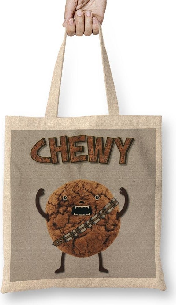 Baskı Dükkanı Print Shop Naked Chocolate Chip Cookie Wookiee Cookie Monster Tote Bag with Long Handle