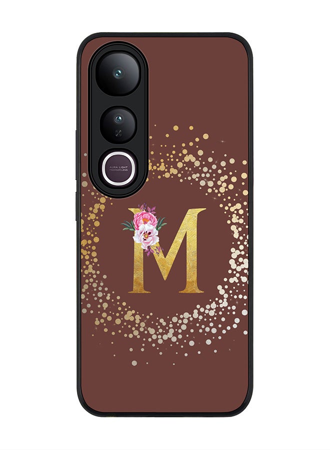 Stylizedd For vivo V50 Lite Case,Slim fit Camera Protection, Shockproof Thin Phone cover  - Custom Monogram Floral - M  (Brown )