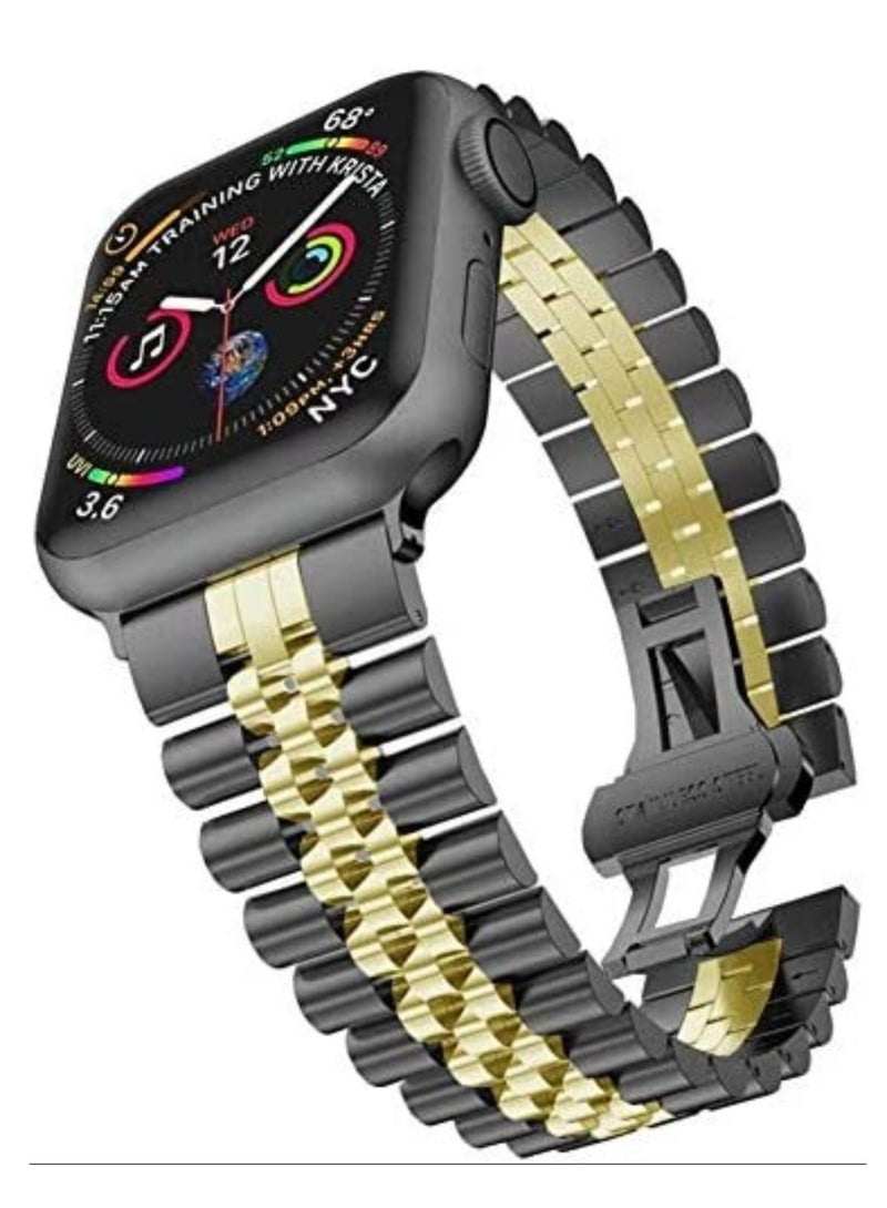 Stainless Steel Metal Strap Compatible Apple Watch 49mm/45mm/44mm/42mm with Add on Screen Protector | Case Protector - Image 1