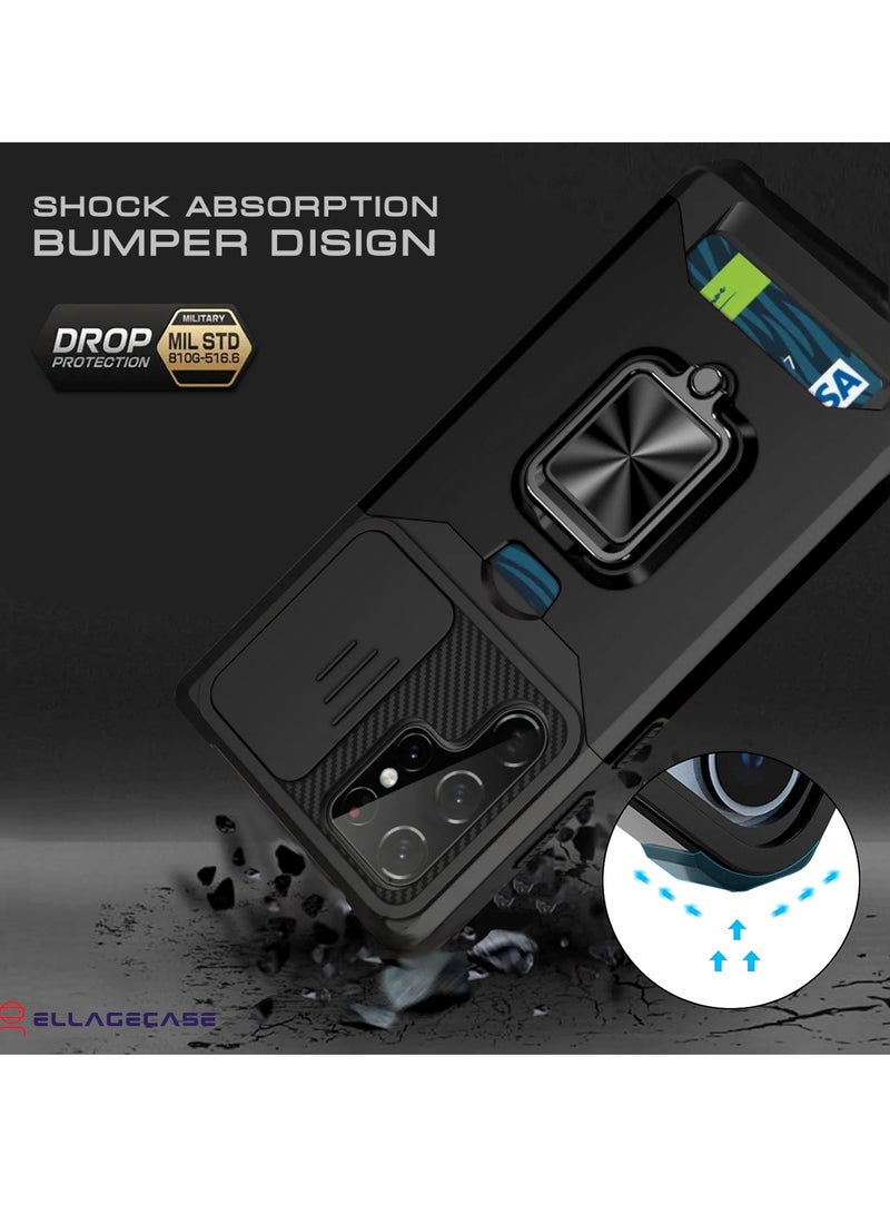 ELLAGECASE Impact-Resistant Case with Card Slot, Stand & Solid Camera Protection for Samsung Galaxy S23 Ultra – Includes Hidden Metal Plate - Image 2