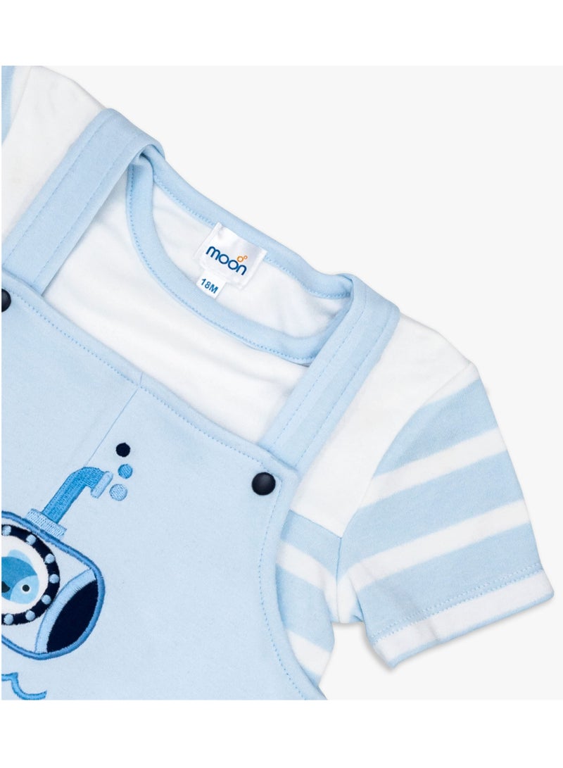 Moon قميص وسروال من القطن بنسبة 100% من MOON مقاس 12-18 شهرًا باللون الأزرق - Little Submarine - Image 3
