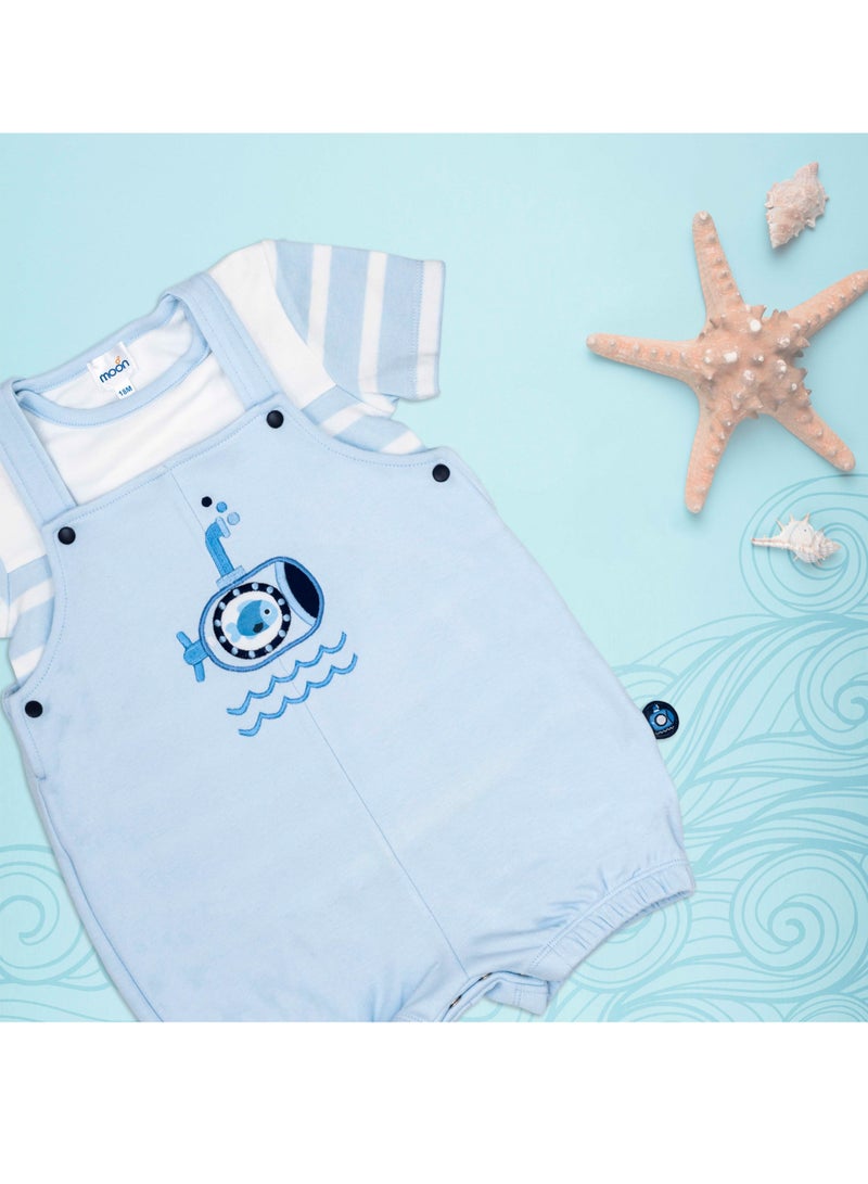 Moon قميص وسروال من القطن بنسبة 100% من MOON مقاس 12-18 شهرًا باللون الأزرق - Little Submarine - Image 5