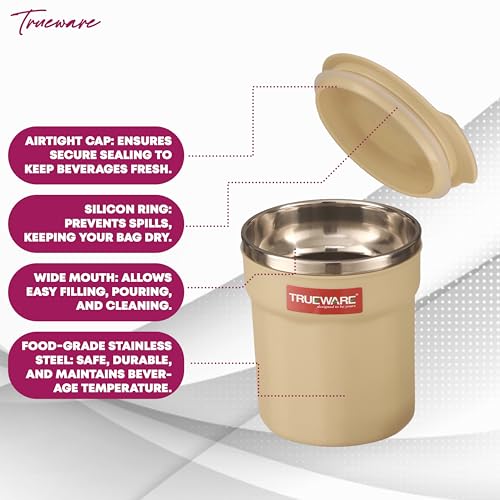 Trueware ACE Inner Stainless Steel Outer Plastic Insulated Coffee Cup/Mug/Tumbler for Hot and Cold Drinks, BPA-Free, Food Grade, Coffee Mug with Lid (Light Green, Small) - Image 3