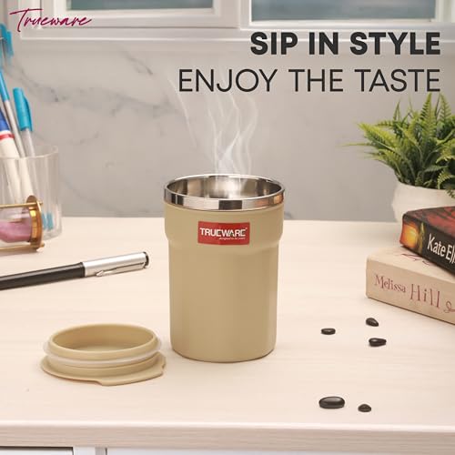 Trueware ACE Inner Stainless Steel Outer Plastic Insulated Coffee Cup/Mug/Tumbler for Hot and Cold Drinks, BPA-Free, Food Grade, Coffee Mug with Lid (Light Green, Small) - Image 5