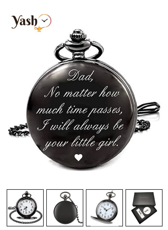 ياش ريترو ستايل أنا أحبك ساعة جيب كوارتز للزوج والزوجة أمي أبي ابن ابنة المعلم مع سلسلة وتغليف ياش - Image 1
