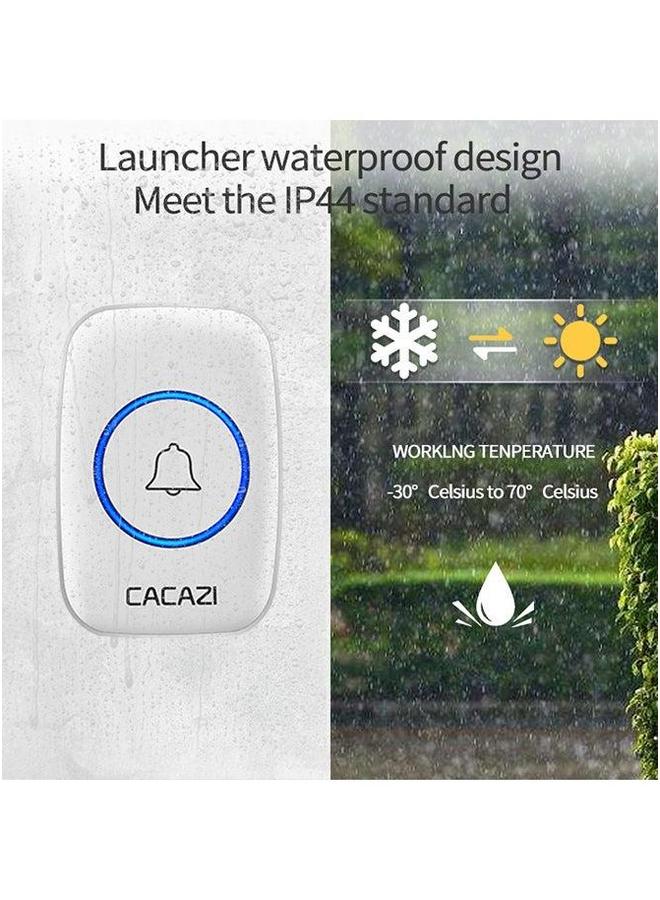 CACAZI Waterproof Wireless Doorbell with UK Plug, LED Flash, Over 1000 Feet Range, 60 Sounds and 5 Levels of Volume, Cordless for Home, Office, Apartment, Hotel, Warehouse Anti-Theft, White  - Image 5