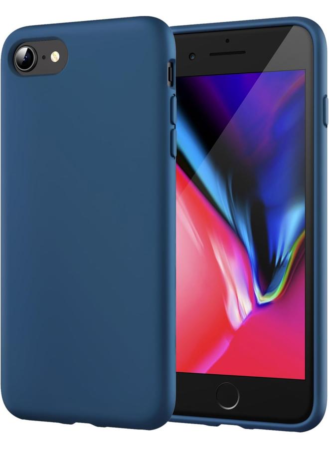 جي تيك جراب سيليكون لهاتف Iphone Se 3 2 2022 2020 Edition Iphone 8 وIphone 7 مقاس 4.7 بوصة، جراب واقٍ كامل الجسم ناعم الملمس ومضاد للصدمات مع بطانة من الألياف الدقيقة، أزرق كوبالت - Image 1