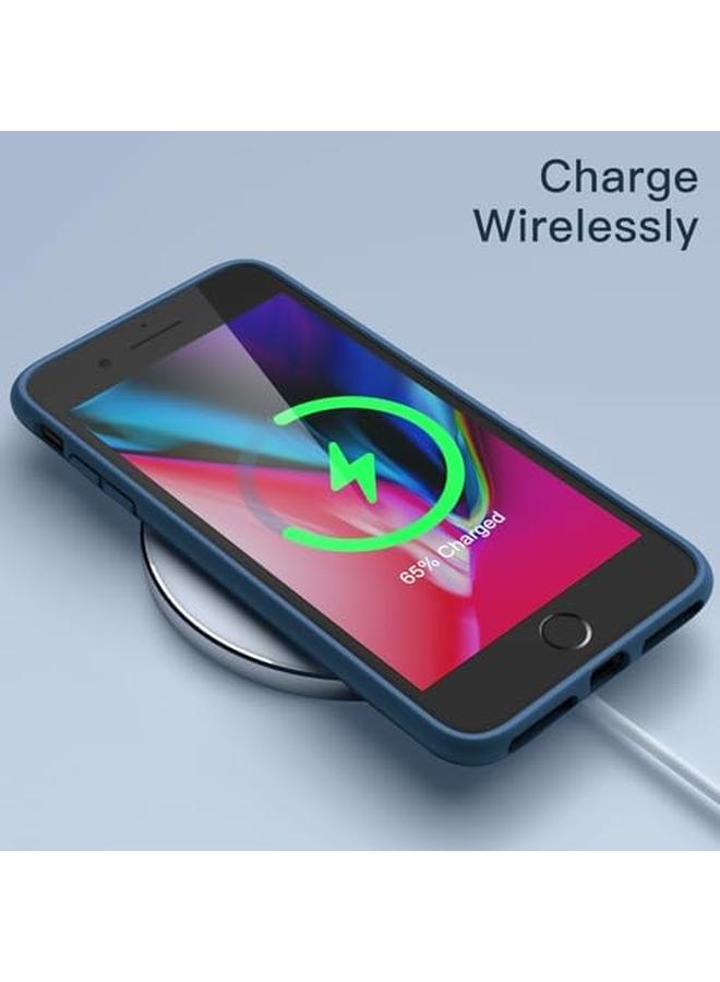 جي تيك جراب سيليكون لهاتف Iphone Se 3 2 2022 2020 Edition Iphone 8 وIphone 7 مقاس 4.7 بوصة، جراب واقٍ كامل الجسم ناعم الملمس ومضاد للصدمات مع بطانة من الألياف الدقيقة، أزرق كوبالت - Image 3