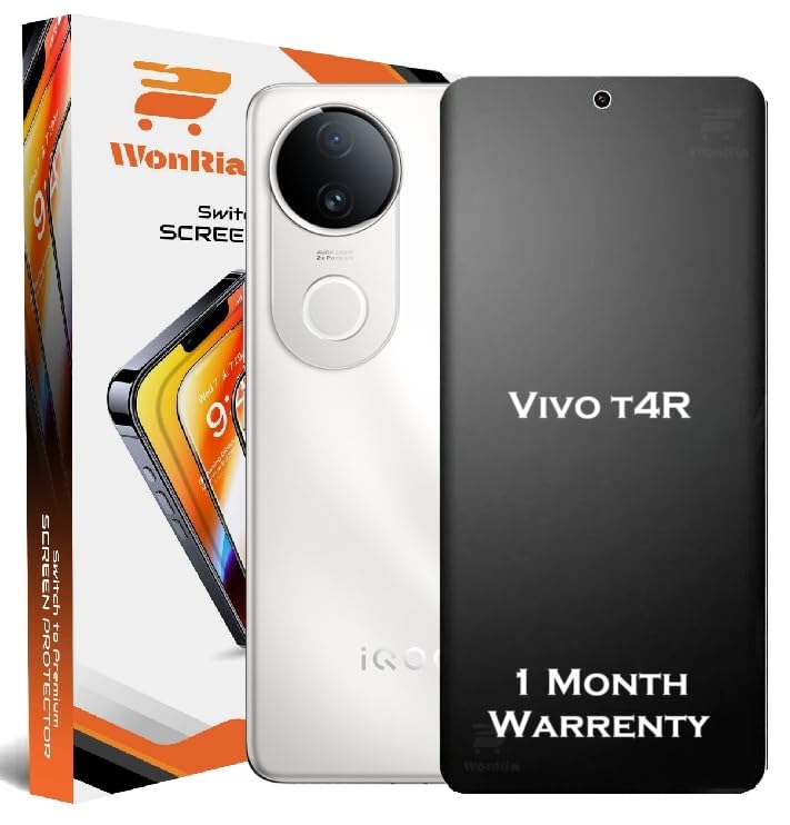 WonRia ® Pack 1 - Matte Screen Guard Protector Compatible with Vivo T4R 5G Unbreakable Membrane | Flexible TPU Matte Film | Edge to Edge Installation Kit | Transparent - Image 1