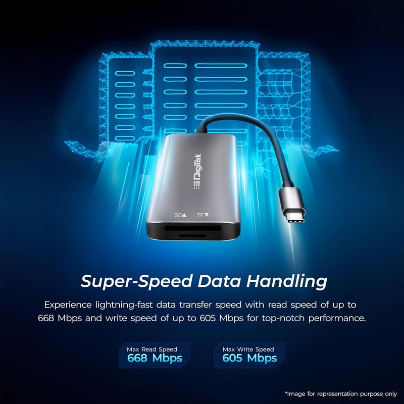 Digitek ® DCR-103 CFA 3 في 1 قارئ بطاقات CF Express نوع A/SD و TF نوع C USB 3.2، يدعم SD/SDHC/SDXC/UHS-I/RS-MMC، يدعم Mac OS و iPad OS و Windows و Android و Linux و Harmony، نقل بيانات ثنائي الاتجاه - Image 4