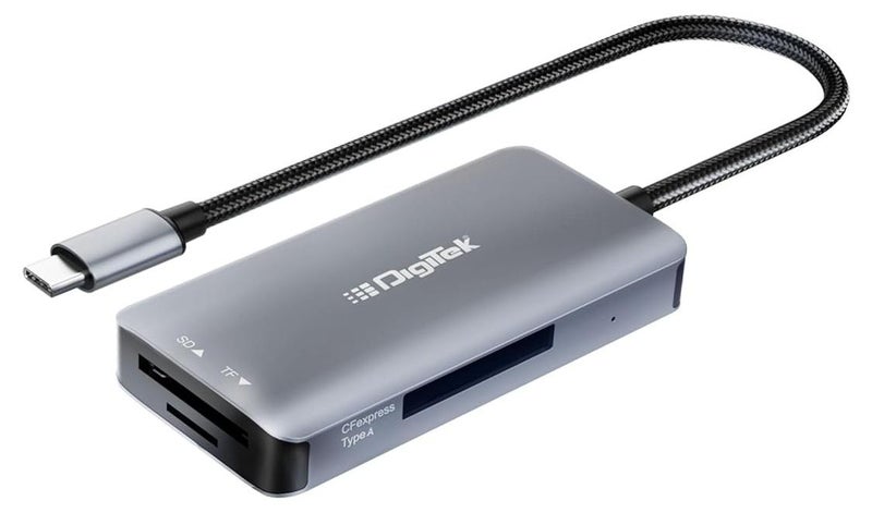 Digitek ® DCR-103 CFA 3 في 1 قارئ بطاقات CF Express نوع A/SD و TF نوع C USB 3.2، يدعم SD/SDHC/SDXC/UHS-I/RS-MMC، يدعم Mac OS و iPad OS و Windows و Android و Linux و Harmony، نقل بيانات ثنائي الاتجاه - Image 1