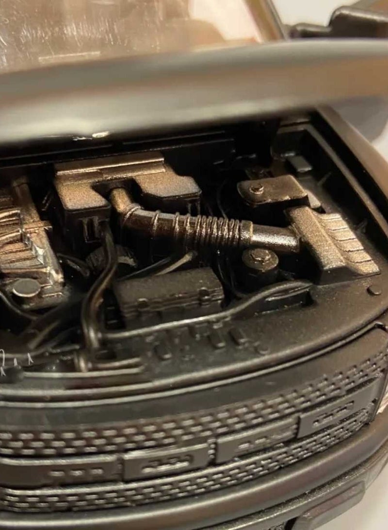داي كاست نموذج سيارة فورد رابتور F150 شاحنة من سبائك معدنية مصبوبة بمقياس 1/32 مع صوت وإضاءة وأبواب مفتوحة وسحب للخلف (أسود، بدون صندوق) - Image 3