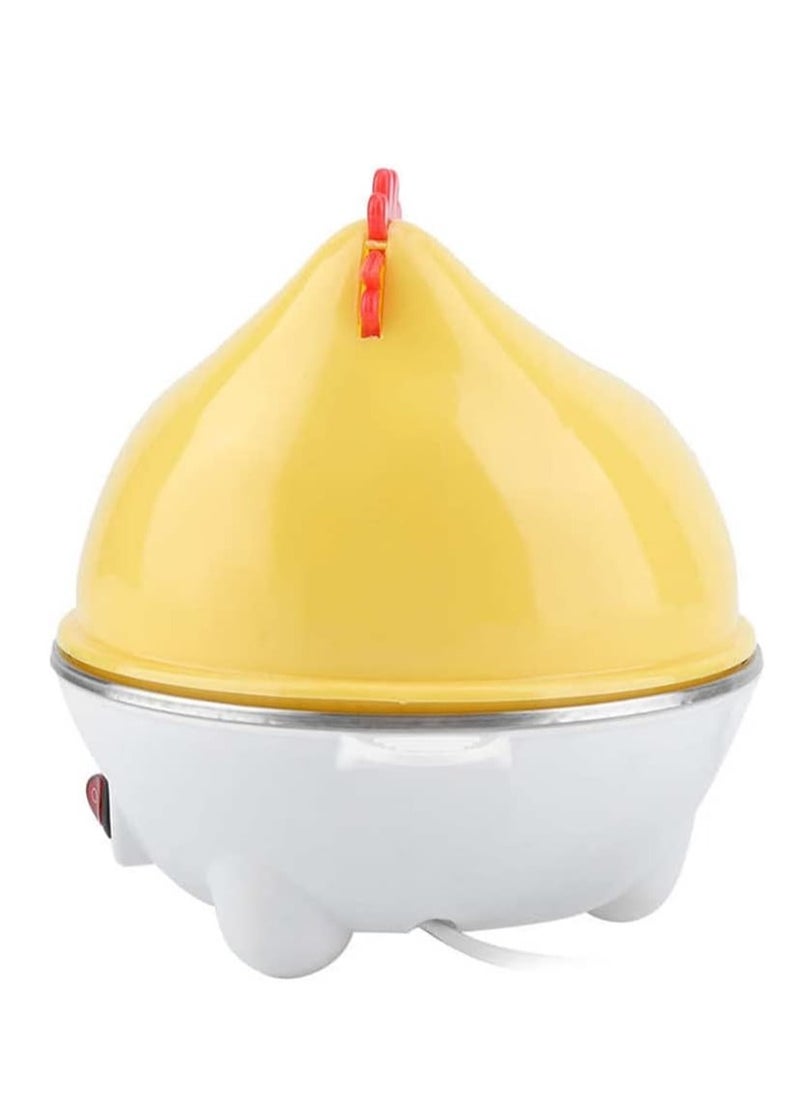 7 Eggs Capacity Electric Egg Boiler, Egg Cooker, Egg Steaming Device for Hard Boiled Eggs Multi-Function Cartoon Hen Egg Boiler with Auto Shut Off Power 350W Suitable for Home, Office Color White/ Ye