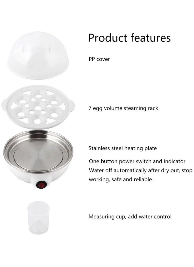 7 Eggs Capacity Electric Egg Boiler, Egg Cooker, Egg Steaming Device for Hard Boiled Eggs Multi-Function Cartoon Hen Egg Boiler with Auto Shut Off Power 350W Suitable for Home, Office Color White/ Ye