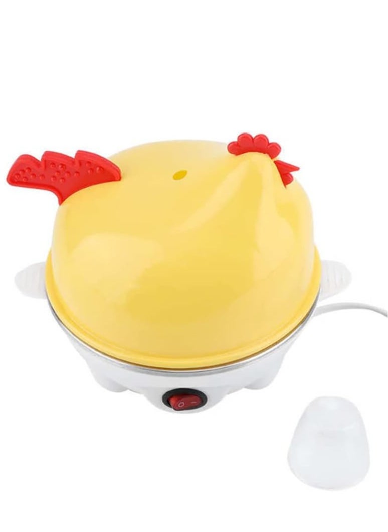 7 Eggs Capacity Electric Egg Boiler, Egg Cooker, Egg Steaming Device for Hard Boiled Eggs Multi-Function Cartoon Hen Egg Boiler with Auto Shut Off Power 350W Suitable for Home, Office Color White/ Ye