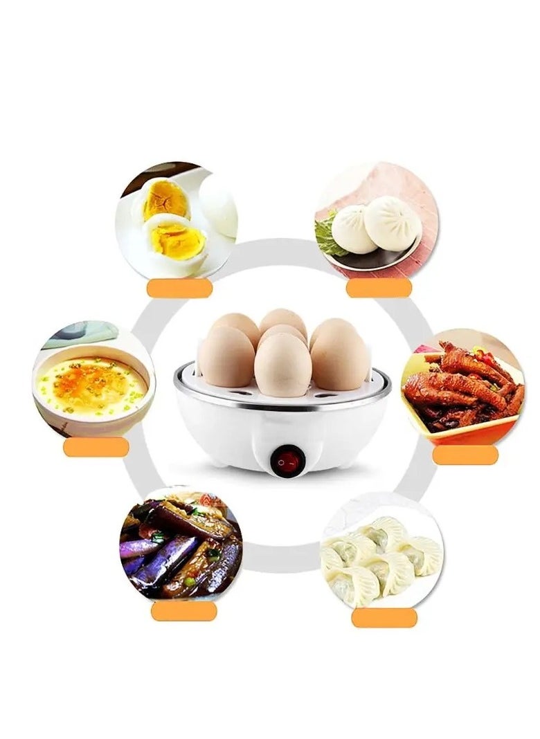 7 Eggs Capacity Electric Egg Boiler, Egg Cooker, Egg Steaming Device for Hard Boiled Eggs Multi-Function Cartoon Hen Egg Boiler with Auto Shut Off Power 350W Suitable for Home, Office Color White/ Ye