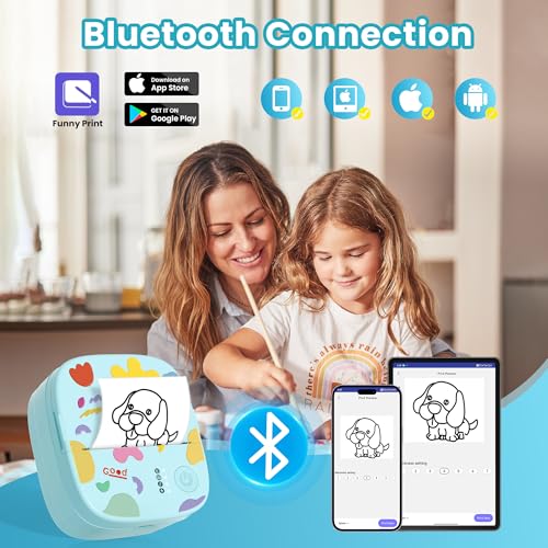 XenGro Mini Sticker Printer AHM2, Mini Thermal Printer with 3 Rolls Paper, Portable Bluetooth Inkless Printpods, Pocket Label Maker Suitable for Creative Kids DIY, Diaries, Photos, Study Notes - Blue - Image 2