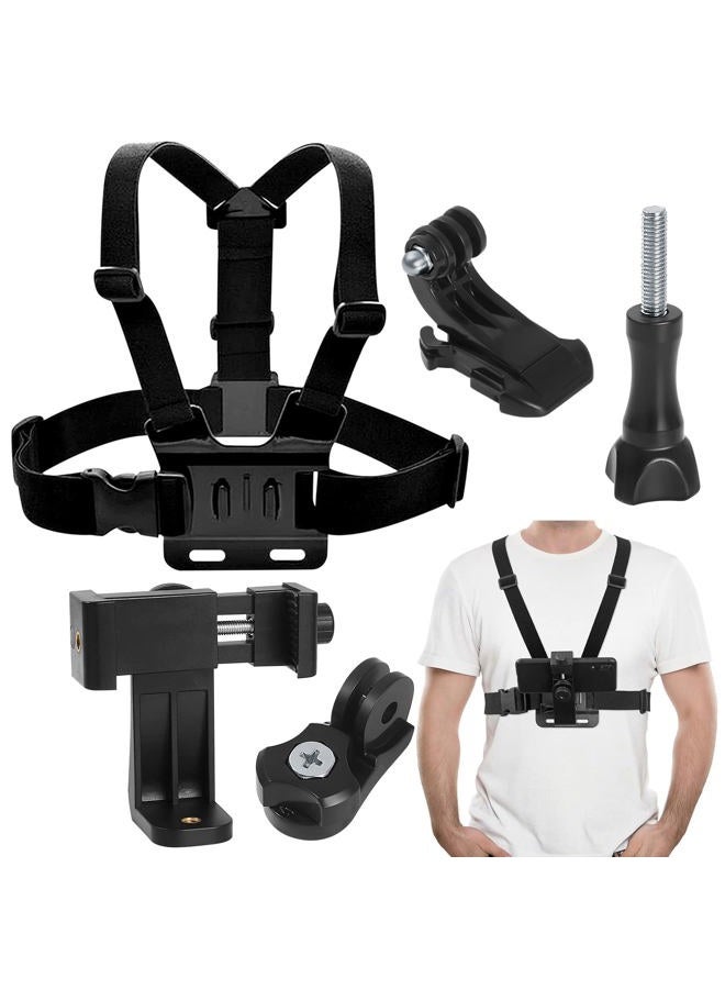 Fulushouxi Mobile Phone Chest Adjustable Strap Mount GoPro Chest, Cell Phone Clips Harness Holder Bracket for GoPro Hero 2018/7/6/5/4/3, Session, Action Camera Chest Strap Holder - Image 1