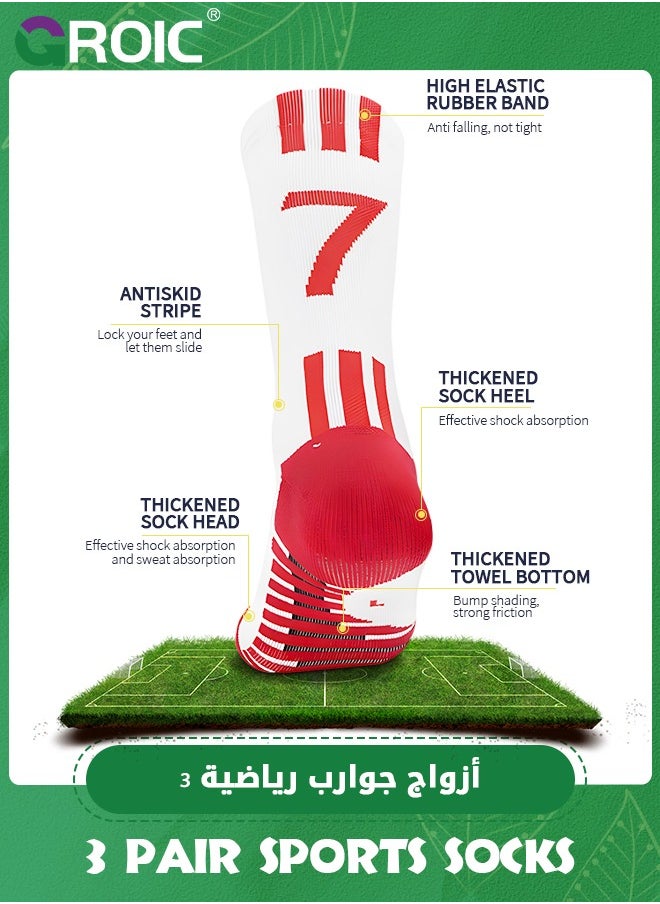GROIC 3 Pair Elite Football Socks, Athletic Socks with 3D Ankle Protection, Basketball Socks & Running Socks, Compression Cushion Sport Soccer Socks Unisex  - Image 2