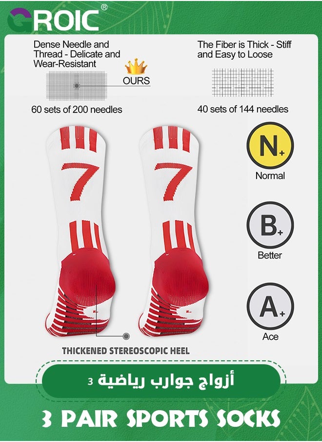 GROIC 3 Pair Elite Football Socks, Athletic Socks with 3D Ankle Protection, Basketball Socks & Running Socks, Compression Cushion Sport Soccer Socks Unisex  - Image 3