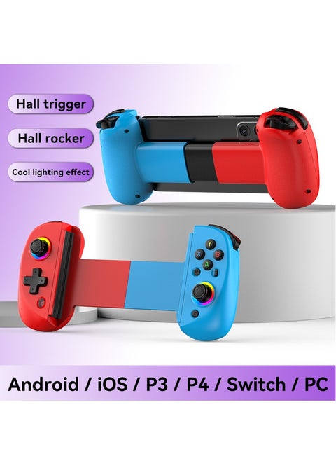 D8 Mobile Gaming Controller for iPhone/Android/PC/Nintendo Switch/PS4, Cloud Games, with Hall Effect Joystick, 6 Axis Gyro (Blue and Red)