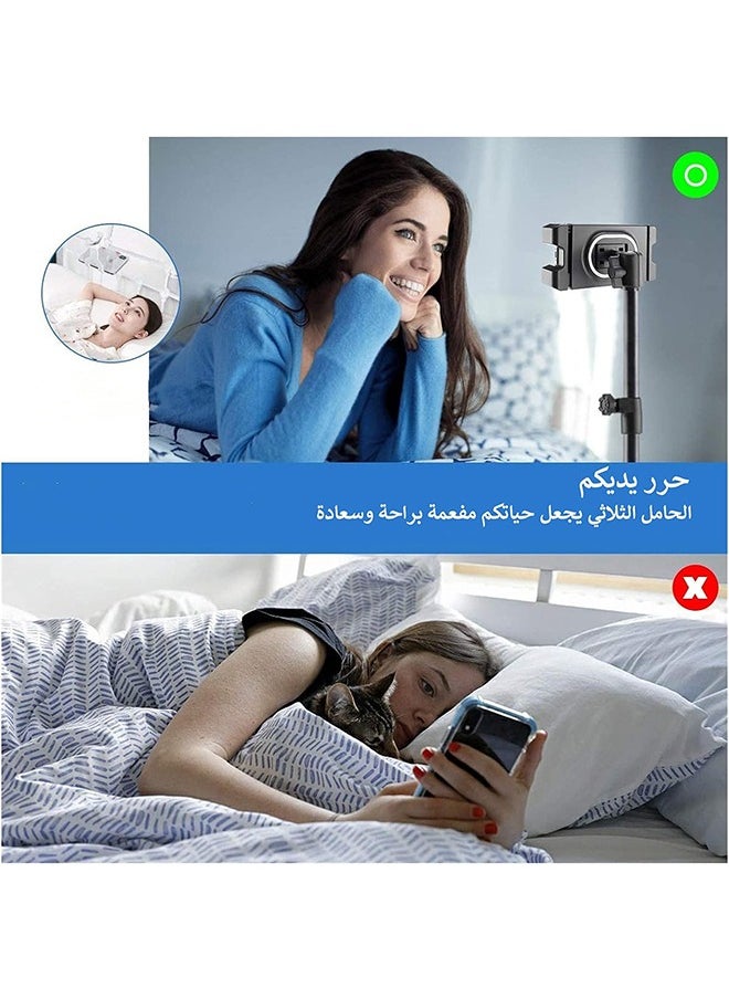 WISFOR Phone Stand Tablet Holder Floor Mobile Tripod for iPad Adjustable Lazy Arm Mount Overhead Cellphone Tripod for 4.7-12.9 Inch iPhone 13 Pro Samsung Tab iPad Mini Galaxy  - Image 2