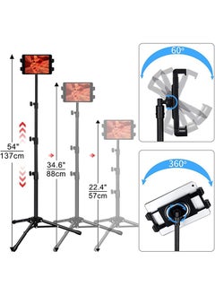 WISFOR Phone Stand Tablet Holder Floor Mobile Tripod for iPad Adjustable Lazy Arm Mount Overhead Cellphone Tripod for 4.7-12.9 Inch iPhone 13 Pro Samsung Tab iPad Mini Galaxy  - Image 4