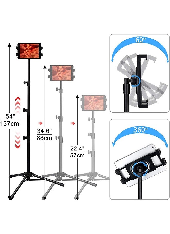 WISFOR Phone Stand Tablet Holder Floor Mobile Tripod for iPad Adjustable Lazy Arm Mount Overhead Cellphone Tripod for 4.7-12.9 Inch iPhone 13 Pro Samsung Tab iPad Mini Galaxy  - Image 4