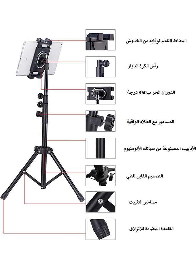 WISFOR - Phone Stand Tablet Holder Floor Mobile Tripod for iPad Adjustable Lazy Arm Mount Overhead Cellphone Tripod for 4.7-12.9 Inch iPhone 13 Pro Samsung Tab iPad Mini Galaxy - Image 1