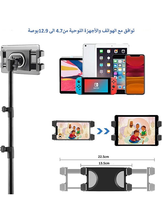 WISFOR - Phone Stand Tablet Holder Floor Mobile Tripod for iPad Adjustable Lazy Arm Mount Overhead Cellphone Tripod for 4.7-12.9 Inch iPhone 13 Pro Samsung Tab iPad Mini Galaxy - Image 1