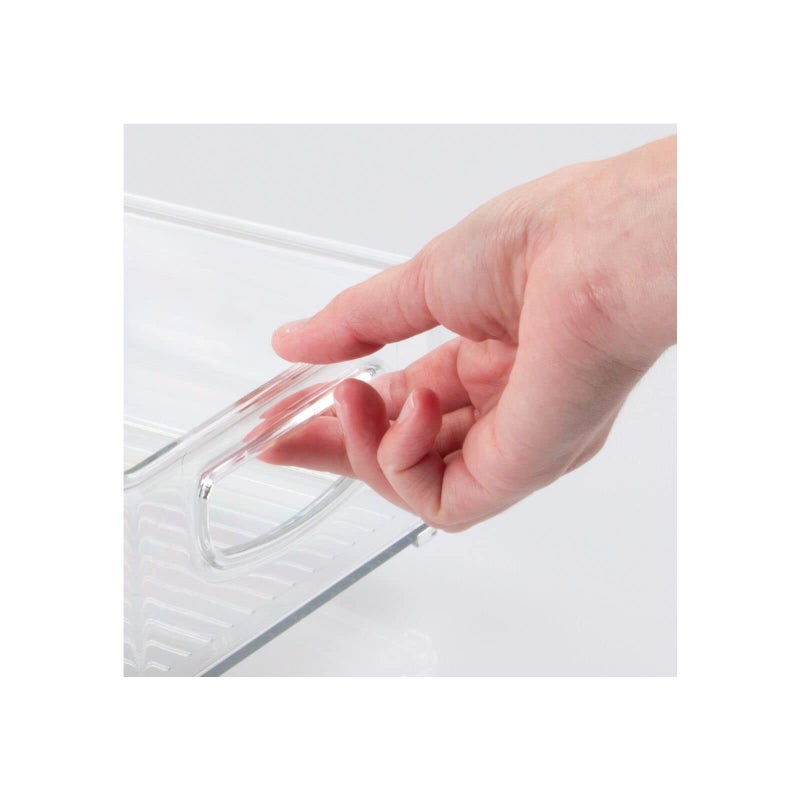 mDesign Deep Plastic Kitchen Storage Organizer Container Bin for Pantry, Cabinet, Cupboard, Shelves, Fridge, or Freezer - Holds Dry Goods, Sauces, Condiments, Drinks, Ligne Collection, 4 Pack, Clear - Image 4
