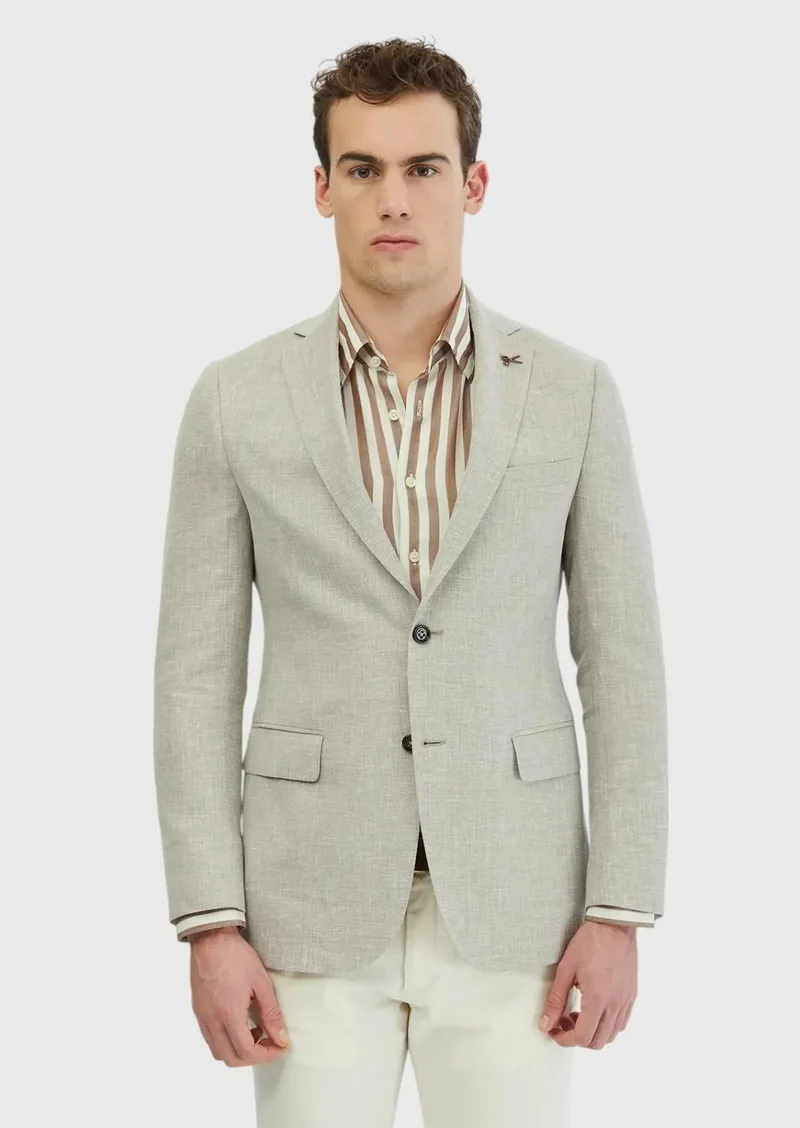 RAMSEY Mink Patterned Regular Fit Silk Blended Jacket